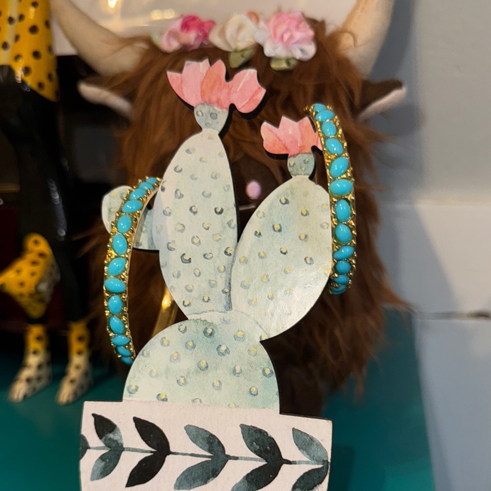 Gorgeous Vintage Kenneth J Lane Turquoise hoops